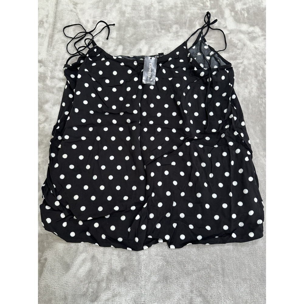 Express Blouse Women's Size Medium Black White Polka Dot Sleeveless New With Tag
